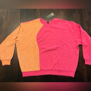 Wild Fable pink/peach spliced fabric sweatshirt, size XL, NWT